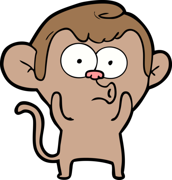 Bir insan tarafından çizilmiş korna çalan maymun.