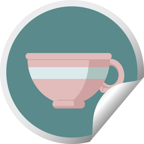 kahve fincanı grafik vektör çizimi bir insan tarafından çizilmiş dairesel etiket