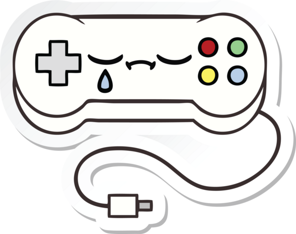 Bir insan tarafından çizilmiş şirin bir çizgi film oyun denetleyicisinin çıkartması