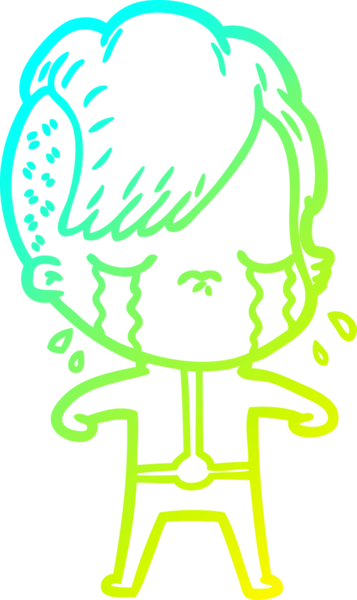 Bir insan tarafından çizilmiş ağlayan bir çizgi film kızı çizimi.