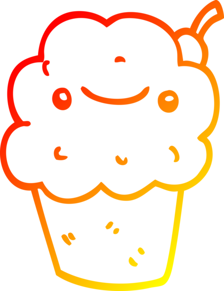 Bir insanın çizdiği çizgi film kekinin sıcak gradyan çizgisi.