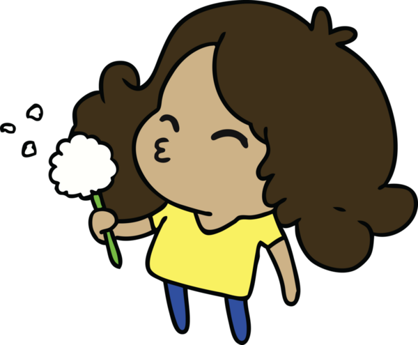 Bir insan tarafından çizilmiş tatlı bir kawai kızının serbest çizimi.