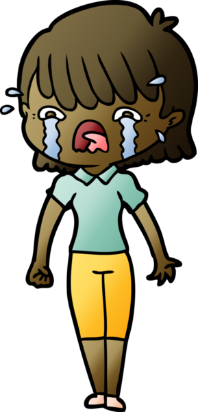 Bir insan tarafından çizilmiş ağlayan çizgi film kızı.