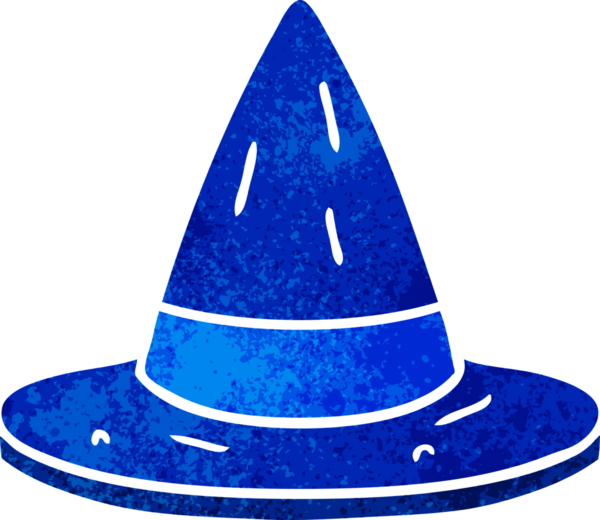 Bir insan tarafından çizilmiş eski bir cadı şapkası karalaması.