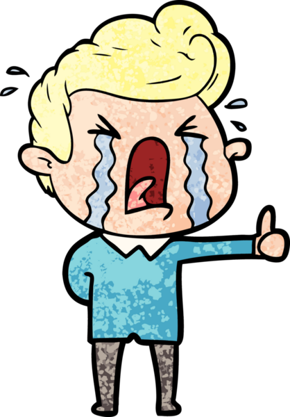 Bir insan tarafından çizilmiş ağlayan bir karikatür.