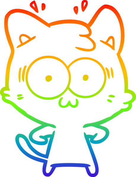 gökkuşağı gradyan çizgi çizimi bir insan tarafından çizilmiş sürpriz bir kedi