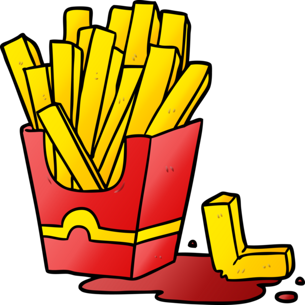 Bir insan tarafından çizilmiş abur cubur kızartmaları.