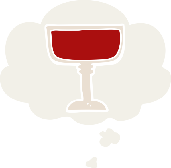Düşünce baloncuklu şarap kadehi insan tarafından çizilmiş.