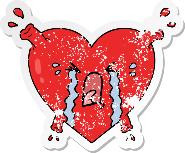 Bir insan tarafından çizilmiş karikatür bir kalbin sıkıntılı çıkartması.