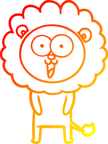 Bir insan tarafından çizilmiş mutlu çizgi film aslanının sıcak çizgi çizimi