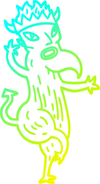 Bir insan tarafından çizilen çizgi film şeytanının soğuk gradyan çizgisi