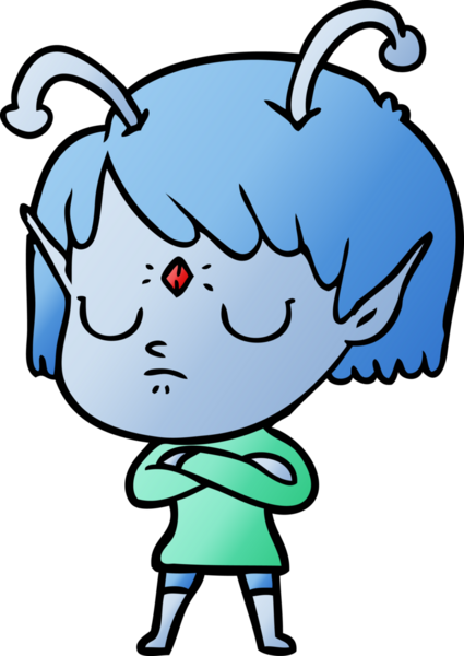 Bir insan tarafından çizilmiş uzaylı kız.