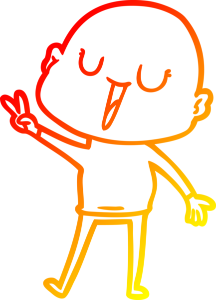 Bir insan tarafından çizilmiş mutlu, kel bir adamın sıcak çizgi çizimi.