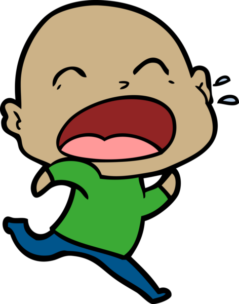 Bir insan tarafından çizilmiş kel adam diye bağıran çizgi film.