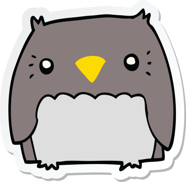 Bir insan tarafından çizilmiş şirin bir baykuşun çıkartması.