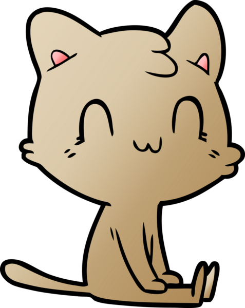 Bir insan tarafından çizilmiş mutlu bir kedi.