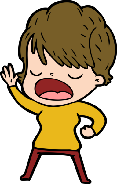 Bir insan tarafından çizilmiş bir karikatür kadın konuşuyor.