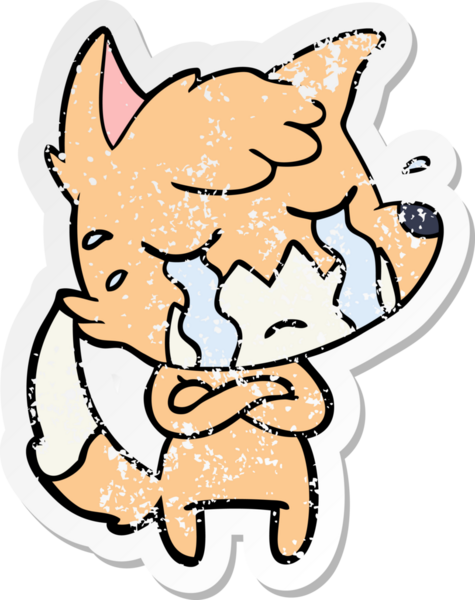 Bir insan tarafından çizilmiş ağlayan tilki çizgi filminin sıkıntılı çıkartması.