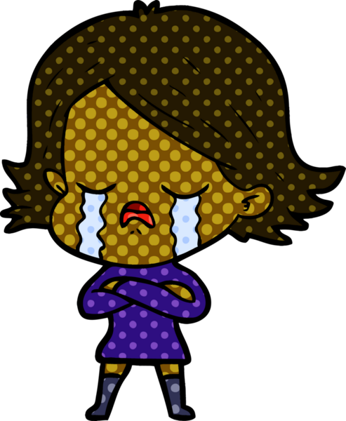 Bir insan tarafından çizilmiş ağlayan çizgi film kızı.