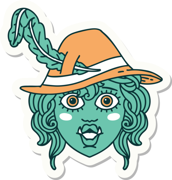 Bir insan tarafından çizilmiş Ork ozan karakterinin çıkartması