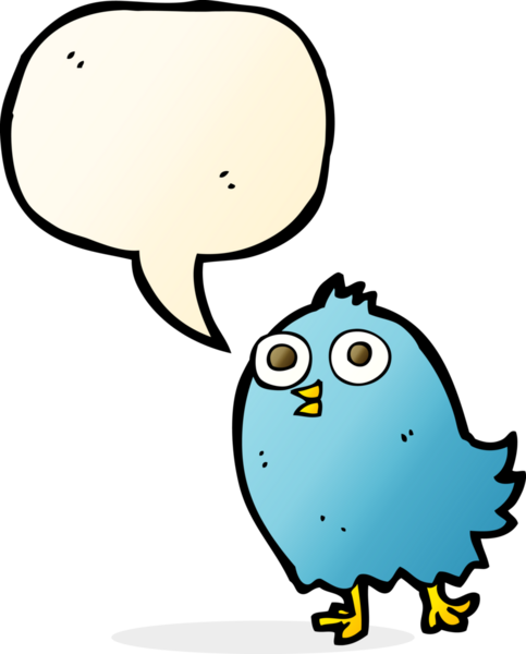 bir insan tarafından çizilmiş konuşma balonlu mutlu kuş.