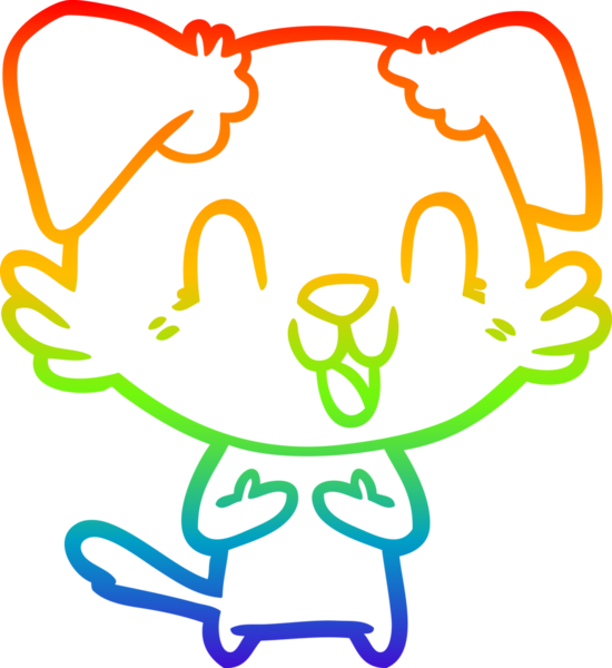 Gökkuşağı gradyan çizgisi bir insan tarafından çizilmiş gülen bir çizgi köpeğin çizimi