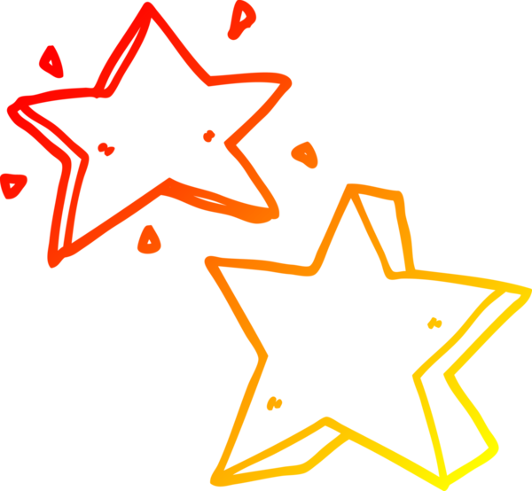 Bir insan tarafından çizilen çizgi film yıldızının sıcak gradyan çizimi