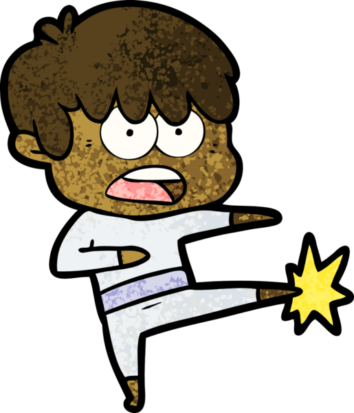 Bir insan tarafından çizilmiş endişeli çizgi film çocuğu.