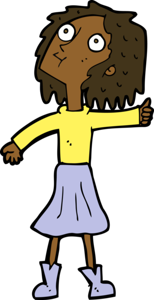 Bir insan tarafından çizilmiş gökyüzüne bakan çizgi film kadını.