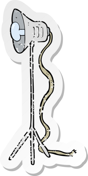 Bir insan tarafından çizilmiş karikatür fotoğraf stüdyosu lambası.