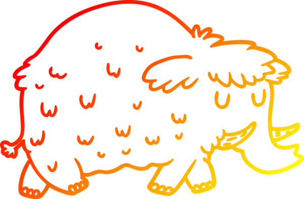 Bir insan tarafından çizilmiş tarih öncesi bir mamutun sıcak çizgi çizimi