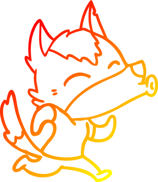 Bir insan tarafından çizilmiş giysiler içinde uluyan bir kurdun sıcak çizgi çizimi