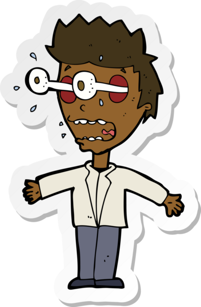 Bir insan tarafından çizilmiş, dik dik bakan bir çizgi film çıkartması.