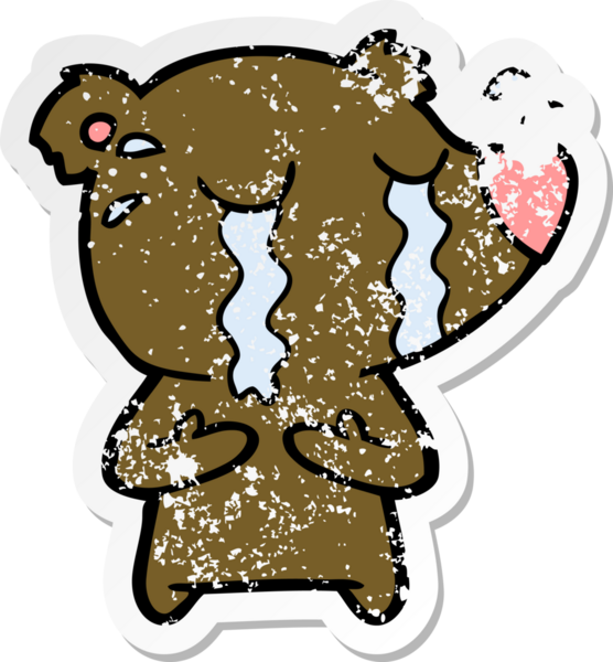 Bir insan tarafından çizilmiş ağlayan bir ayının sıkıntılı çıkartması.