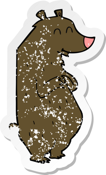 Bir insan tarafından çizilmiş karikatür ayısının gerilmiş çıkartması.