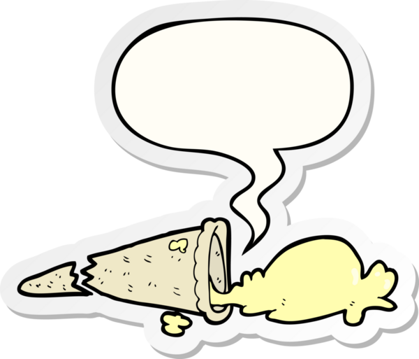 Bir insan tarafından çizilmiş konuşma balonu etiketli bir karikatür dondurması.