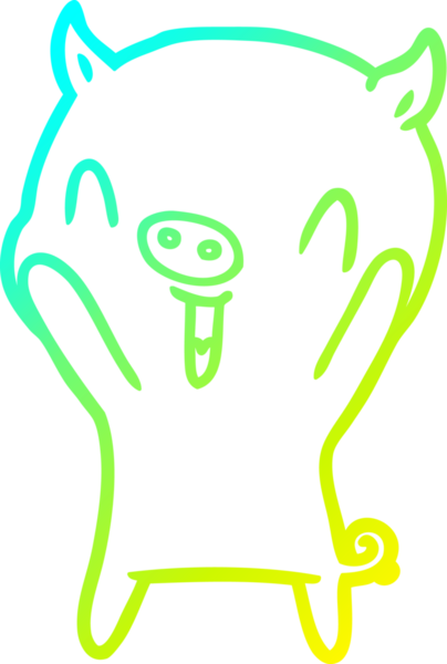 Bir insan tarafından çizilmiş mutlu çizgi film domuzu çizimi.