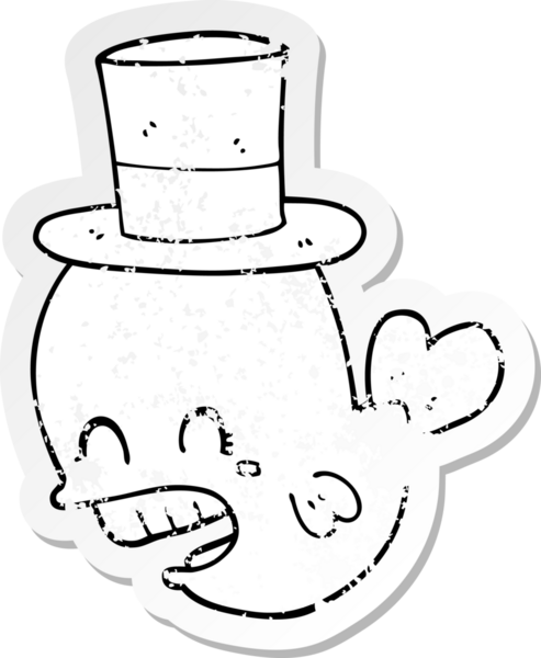 Bir insan tarafından çizilmiş şapkalı bir balinanın sıkıntılı çıkartması.