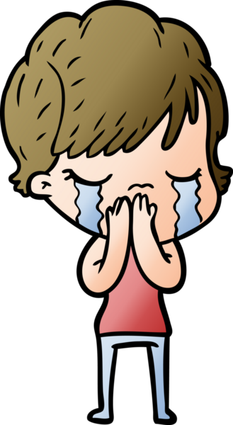 Bir insan tarafından çizilmiş ağlayan çizgi film kadını.