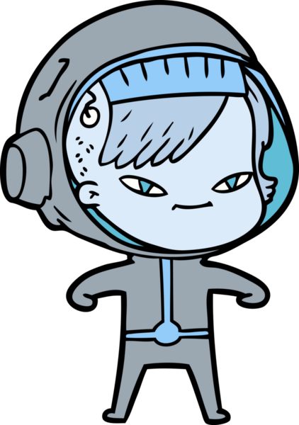 Bir insan tarafından çizilmiş astronot kadın.