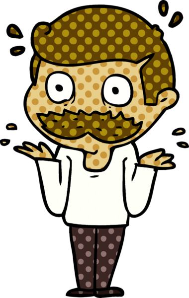 Çizgi filmdeki bıyıklı adam bir insan tarafından çizilmiş.