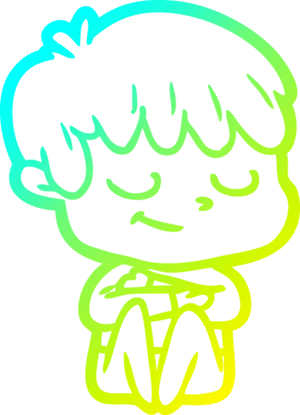 Bir çizgi film karakteri çizen soğuk çizgi bir insan tarafından çizilmiş mutlu çocuk.