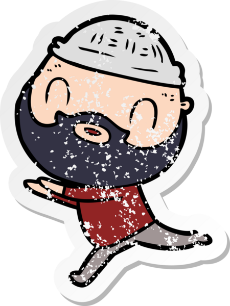 Bir insan tarafından çizilmiş sakallı bir adamın sıkıntılı çıkartması.