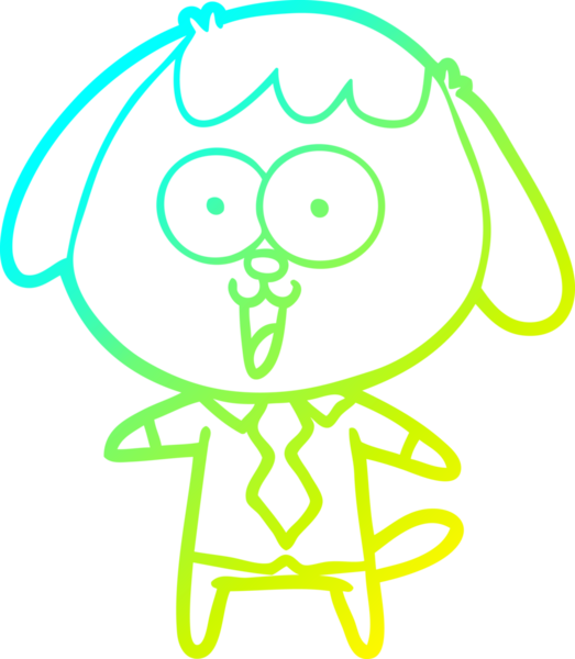 Bir insan tarafından çizilmiş şirin bir çizgi köpeğin soğuk gradyan çizgisi.