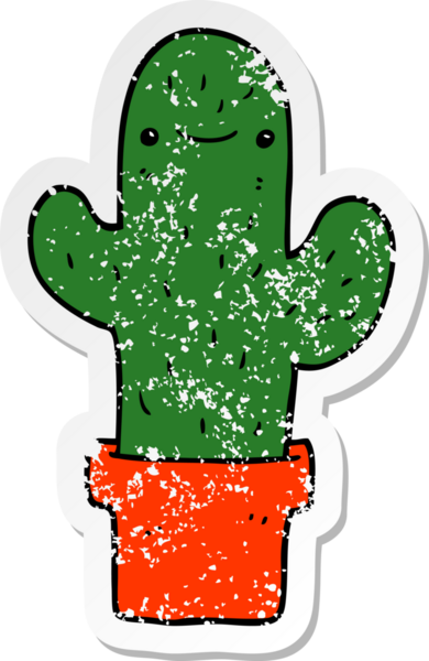 Bir insan tarafından çizilmiş bir kaktüsün sıkıntılı çıkartması.