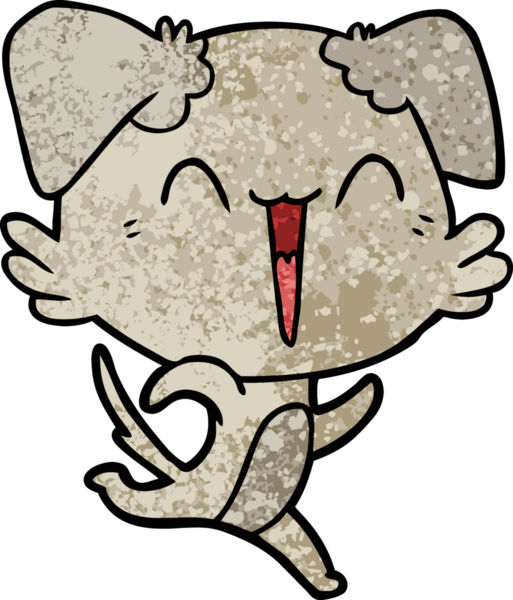 Bir insan tarafından çizilmiş küçük mutlu köpek çizgi filmi.