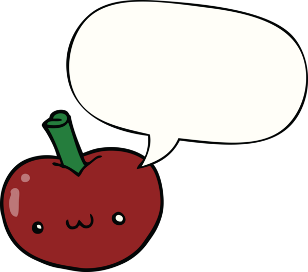 bir insan tarafından çizilmiş konuşma balonlu çizgi film elması