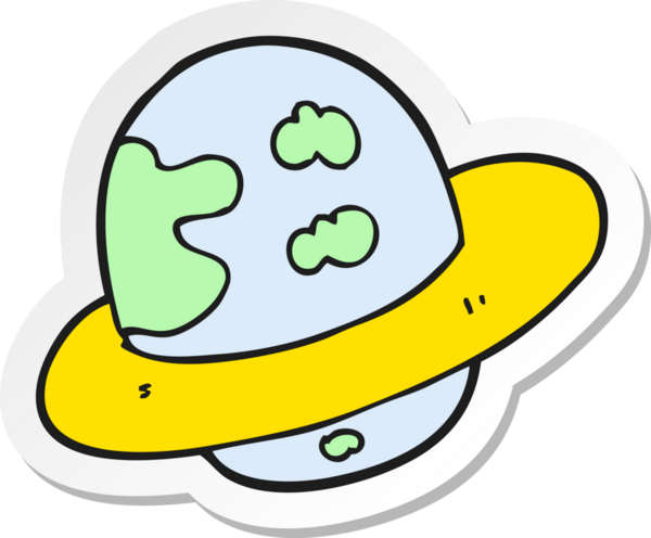 Bir insan tarafından çizilmiş çizgi film gezegeninin çıkartması.