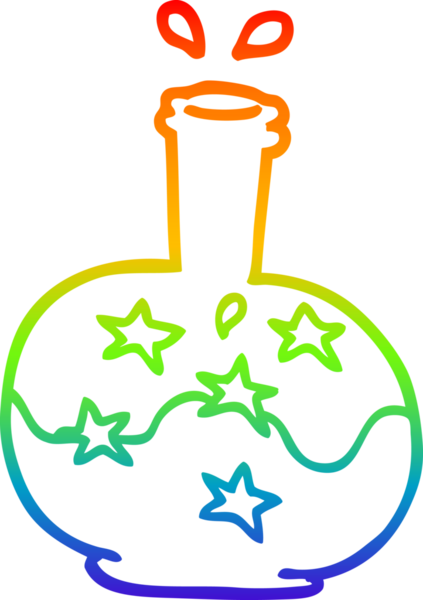 Bir insanın çizdiği sihirli iksirin çizdiği gökkuşağı gradyanı çizimi