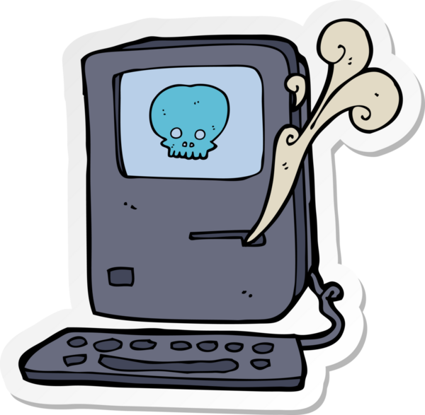 Bir insan tarafından çizilmiş bilgisayar virüsü çıkartması.